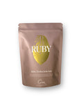 Verpackung Ruby, rosa Trinkschokolade von Cortez Schokoladen, 32% Kakao, Zip-Beutel voll recyclebar.